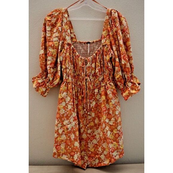 Free People OB1434212 Women's Sz XS Floral Show Me Love Square Neck Romper $148 - Picture 1 of 11